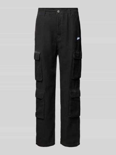 Pegador Wide Leg Cargohose mit Logo-Patch in Black, Größe 29