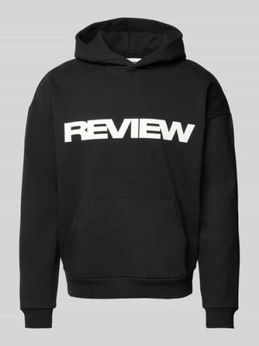 REVIEW Hoodie mit Kapuze in Black, Größe L