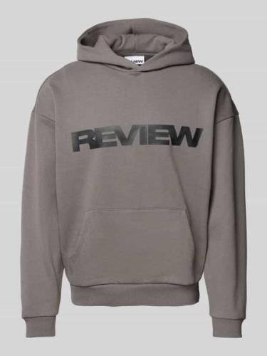 REVIEW Hoodie mit Kapuze in Dunkelgrau, Größe M