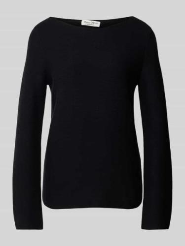 Marc O'Polo Strickpullover mit geripptem U-Boot-Ausschnitt in Black, G...