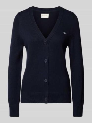 Gant Strickjacke mit Label-Stitching in Dunkelblau, Größe L