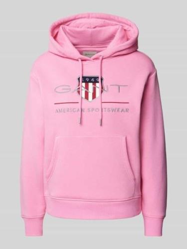 Gant Hoodie mit Label-Stitching in Pink, Größe XXL