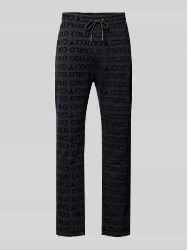 CARLO COLUCCI Straight Leg Sweatpants mit Label-Muster in Black, Größe...