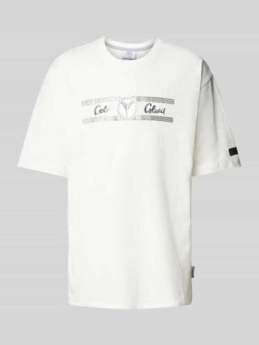 CARLO COLUCCI T-Shirt mit Label-Print in Offwhite, Größe L