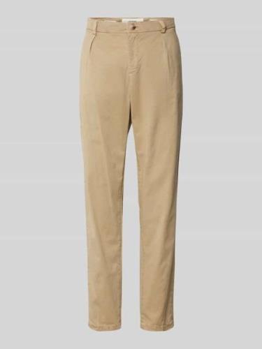 Goldgarn Tapered Fit Bundfaltenhose mit Gürtelschlaufen in Beige, Größ...