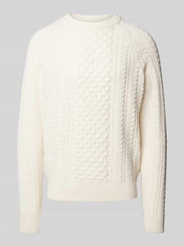 Manuel Ritz Strickpullover mit gerippten Abschlüssen in Offwhite, Größ...