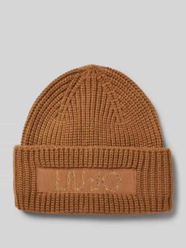 Liu Jo White Beanie mit Label-Patch in Beige, Größe 1