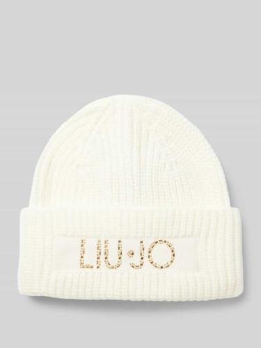 Liu Jo White Beanie mit Label-Patch in Rosa, Größe 1