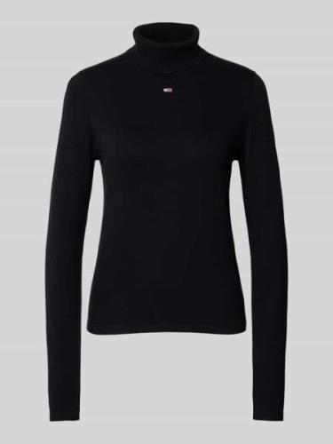 Tommy Jeans Rollkragenpullover mit Label-Stitching in Black, Größe L