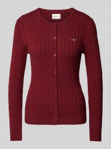 Gant Strickjacke mit Label-Stitching in Bordeaux, Größe L