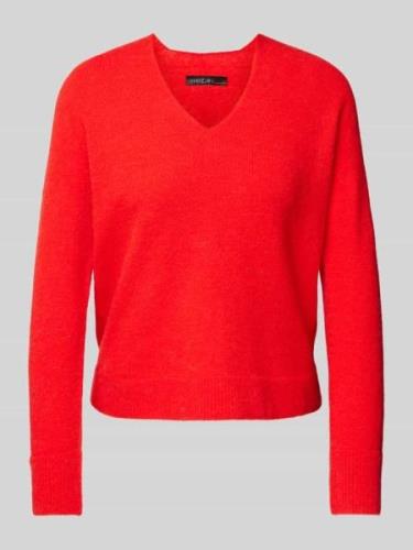 Marc Cain Strickpullover mit V-Ausschnitt in Rot, Größe 36