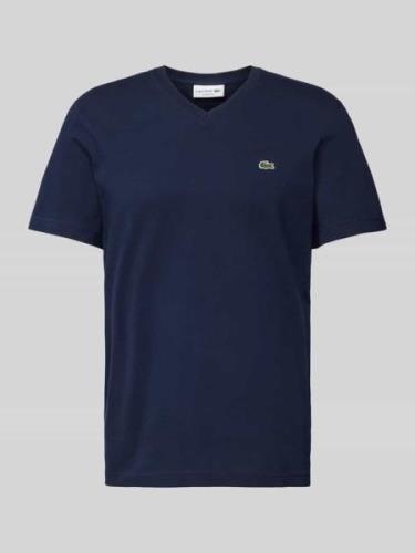 Lacoste T-Shirt mit Label-Badge in Marine, Größe S