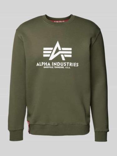 Alpha Industries 'BASIC SWEATER' mit Logo-Print in Oliv, Größe L