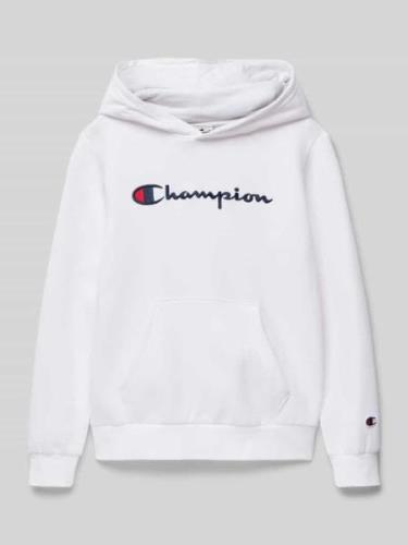 CHAMPION Hoodie mit Label-Stitching in Weiss, Größe 128