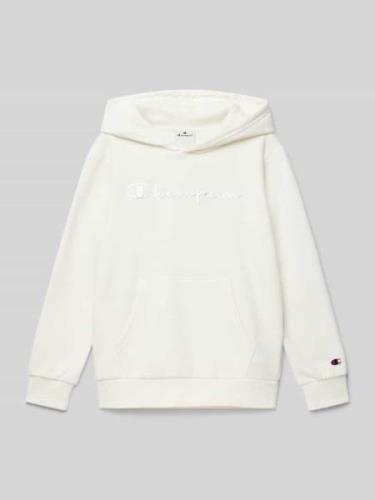 CHAMPION Hoodie mit Label-Stitching in Ecru, Größe 140