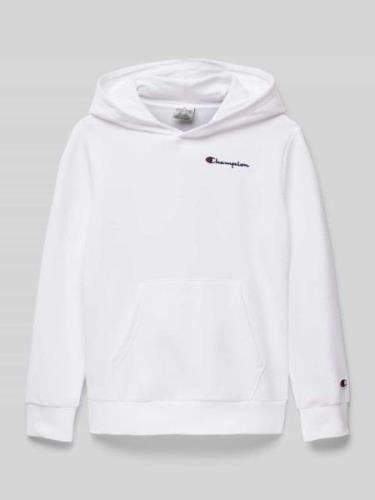 CHAMPION Hoodie mit Label-Stitching in Weiss, Größe 128