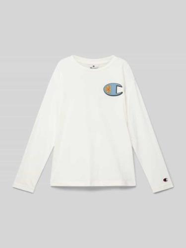 CHAMPION Longsleeve mit Label-Print in Ecru, Größe 128