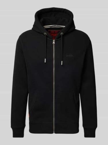 Superdry Sweatjacke mit Label-Stitching in Black, Größe M