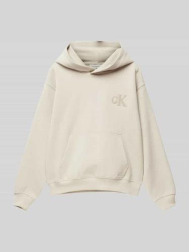 Calvin Klein Jeans Hoodie mit Känguru-Tasche in Beige, Größe 128