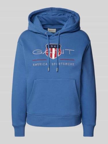 Gant Hoodie mit Label-Stitching in Hellblau, Größe S