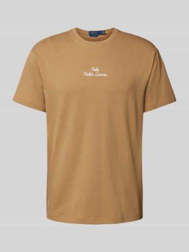 Polo Ralph Lauren Regular Fit T-Shirt mit Label-Stitching in Camel, Gr...