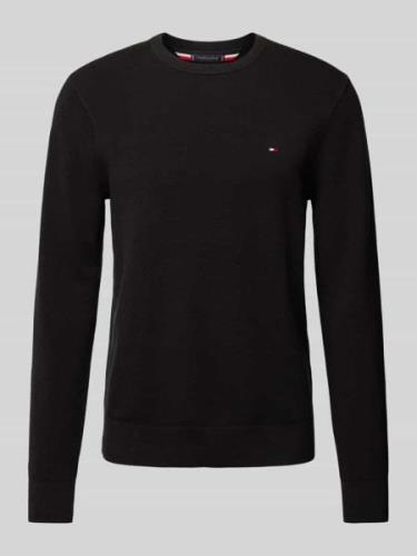 Tommy Hilfiger Strickpullover mit Rundhalsausschnitt in Black, Größe L