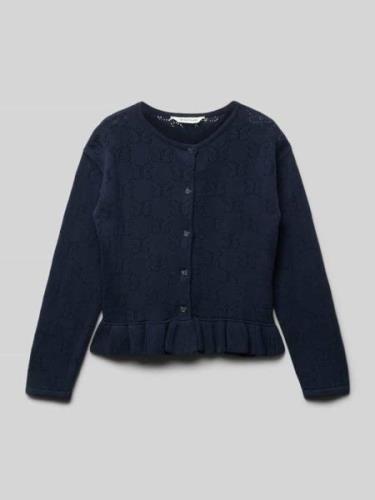 Tom Tailor Regular Fit Strickjacke mit Lochstrick-Muster in Marine, Gr...