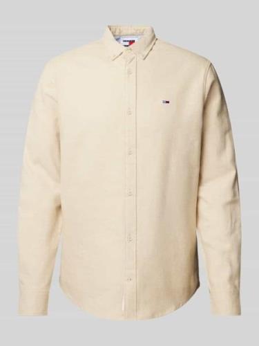 Tommy Jeans Regular Fit Flanellhemd mit Button-Down-Kragen in Beige, G...