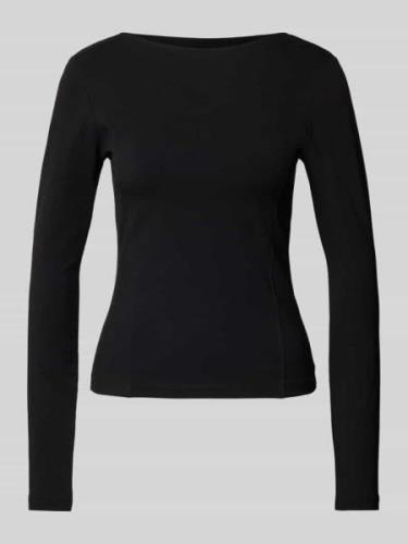 Jake*s Casual Longsleeve mit U-Boot-Ausschnitt in Black, Größe L