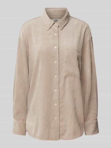 0039 Italy Longbluse mit Umlegekragen Modell 'BETTY' in Taupe, Größe M