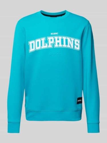 BOSS Orange Sweatshirt mit Label-Patch Modell 'NFL' in Aqua, Größe L