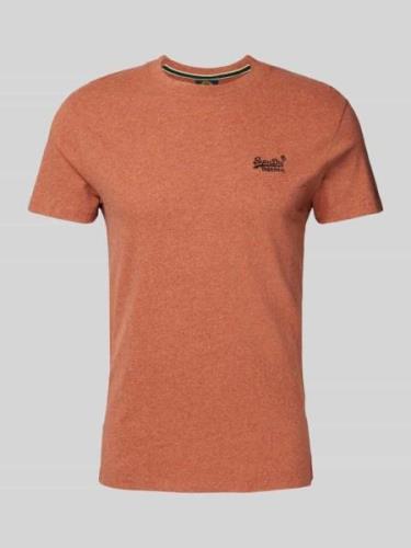 Superdry T-Shirt mit Label-Stitching in Orange Melange, Größe XXXL