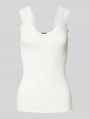 Vero Moda Regular Fit Trägertop mit Spitzenbesatz Modell 'ROSA' in Wei...