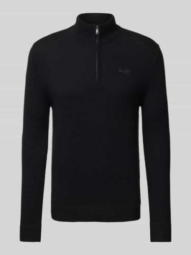 Superdry Strickpullover mit Stehkragen in Black, Größe S