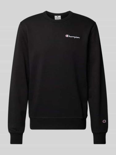 CHAMPION Sweatshirt mit Label-Stitchings in Black, Größe L