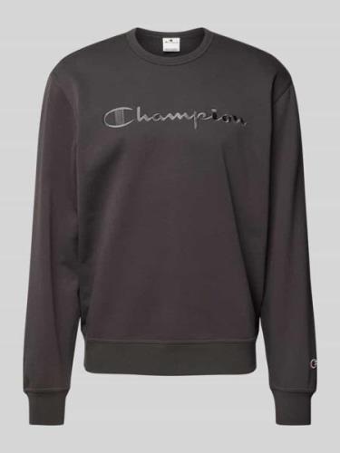 CHAMPION Sweatshirt mit Label-Stitching in Anthrazit, Größe L