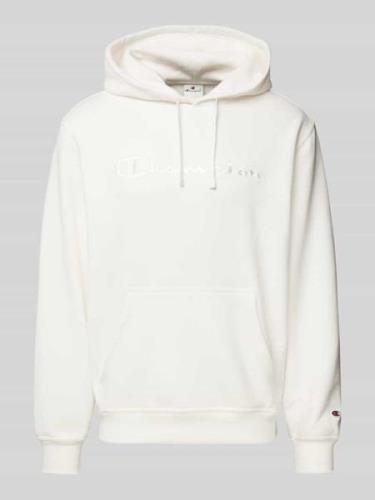 CHAMPION Hoodie mit Label-Stitching in Offwhite, Größe L