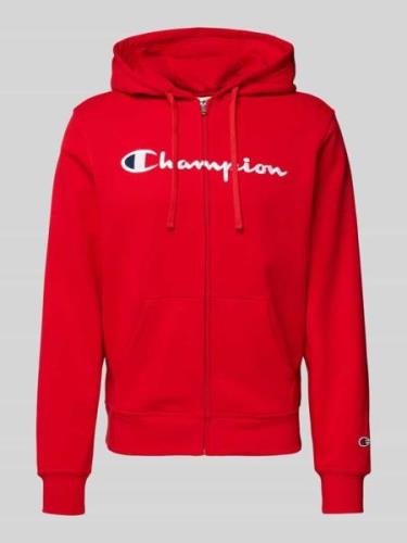 CHAMPION Sweatjacke mit Label-Stitching in Rot, Größe L