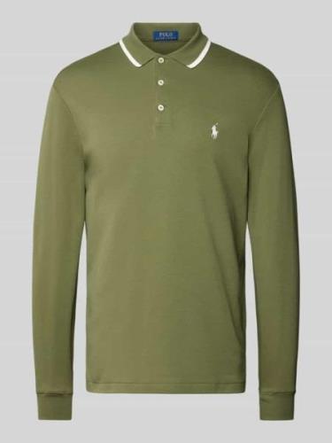 Polo Ralph Lauren Slim Fit Poloshirt mit Logo-Stitching in Oliv, Größe...