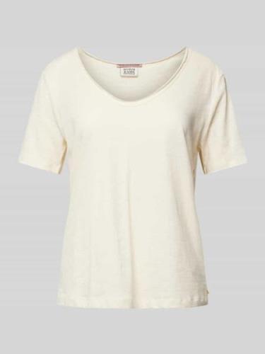 Scotch & Soda T-Shirt mit abgerundeter V-Ausschnitt in Offwhite, Größe...