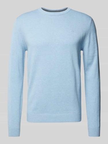 Tom Tailor Strickpullover mit Label-Stitching Modell 'BASIC' in Hellbl...