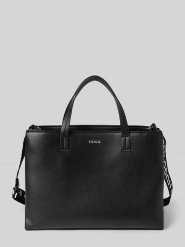 HUGO Handtasche mit Label-Print Modell 'BEL' in Black, Größe 1