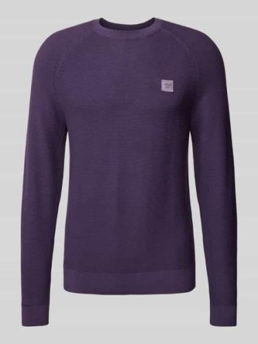 s.Oliver RED LABEL Strickpullover mit gerippten Abschlüssen in Violett...