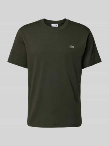 Lacoste T-Shirt mit Label-Badge in Dunkelgruen, Größe L