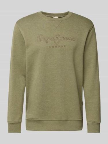 Pepe Jeans Sweatshirt mit Label-Stitching Modell 'Nouvel' in Oliv, Grö...