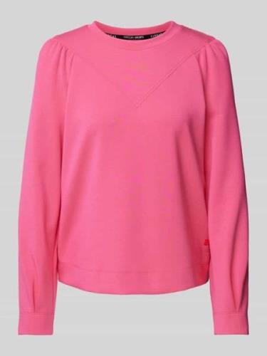 Marc Cain Sweatshirt mit geripptem Rundhalsausschnitt in Pink, Größe 3...