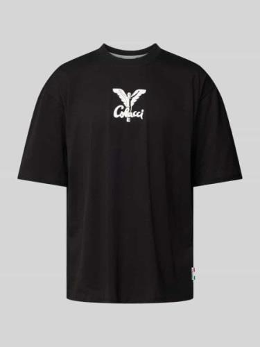 CARLO COLUCCI T-Shirt mit Label-Print in Black, Größe L