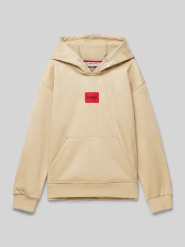 HUGO Hoodie mit überschnittenen Schultern und Känguru-Tasche in Beige,...