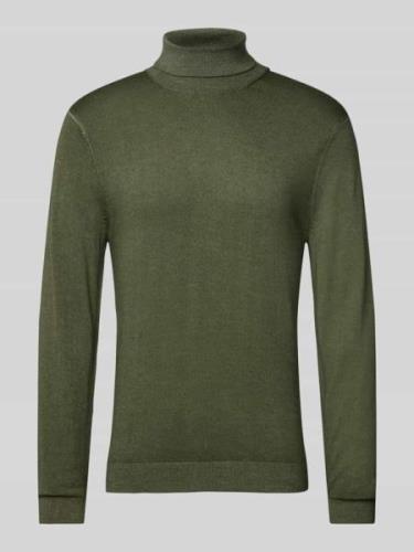 OLYMP Level Five Slim Fit Strickpullover mit Rollkragen in Dunkelgruen...