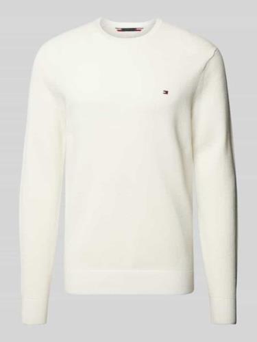 Tommy Hilfiger Strickpullover mit Rundhalsausschnitt in Offwhite, Größ...